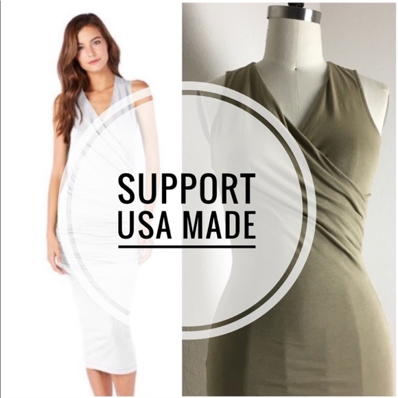 🇺🇸 MICHAEL STARS WRAP V NECK JERSEY DRESS F531-4 - Picture 1 of 8